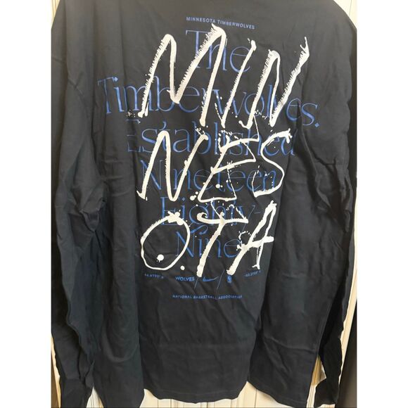 Nike Men's NBA Minnesota Timberwolves Long Sleeve Graphic Tee Black Medium NWT - Picture 2 of 14